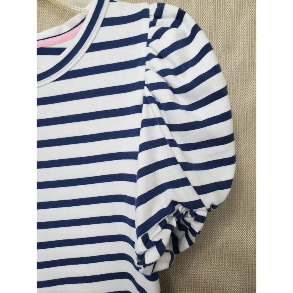 Lilly Pulitzer High Tide Navy Perfect Stripe Puff Sleeve Anabella Shirt Dress S - Picture 2 of 7
